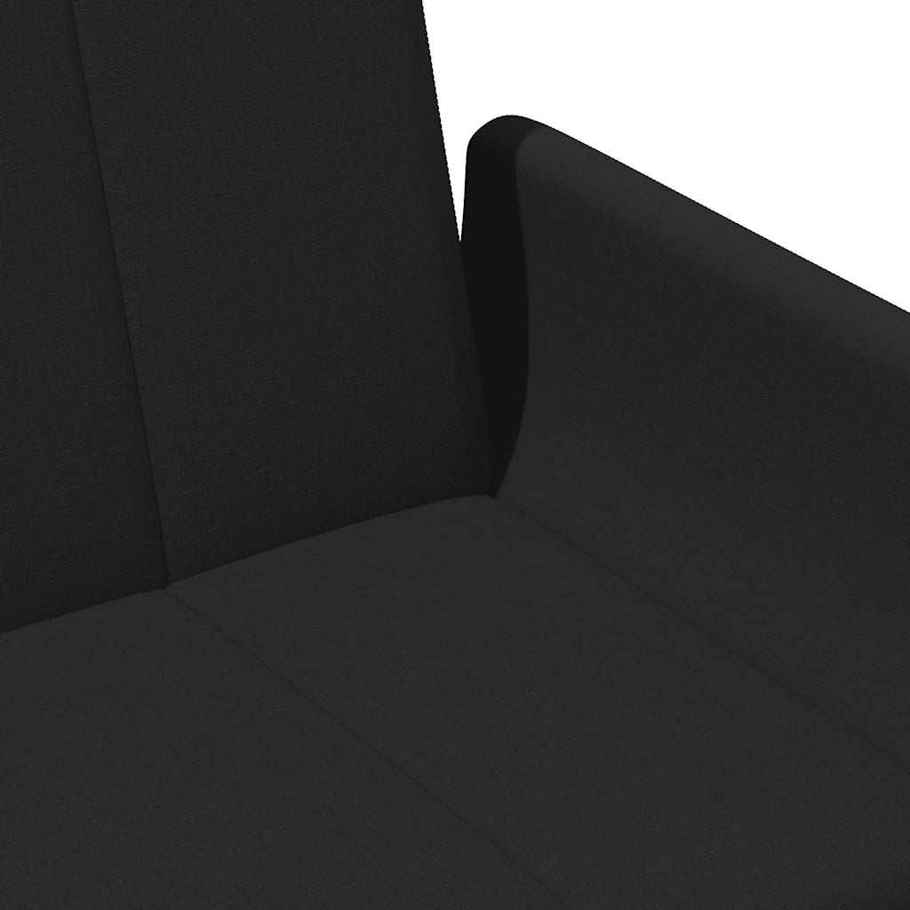 Divano Letto a 2 Posti con Poggiapiedi-Sofa Letto 2 Posti-Daybed Nero in Tessuto 924746