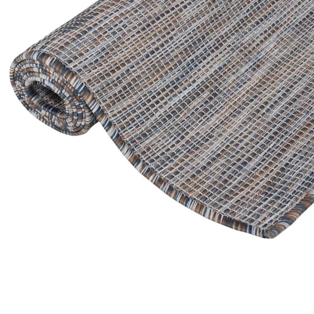 Tappeto da Esterni a Tessitura Piatta 160x230 cm Marrone e blu 340818