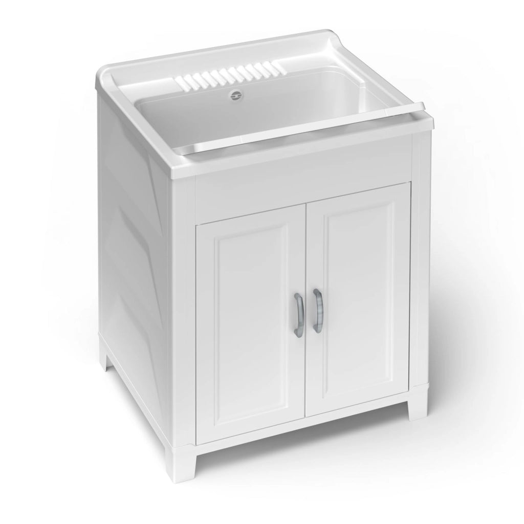 Mobile Lavatoio in PVC Bianco con Sifone 60 CMX50X85H