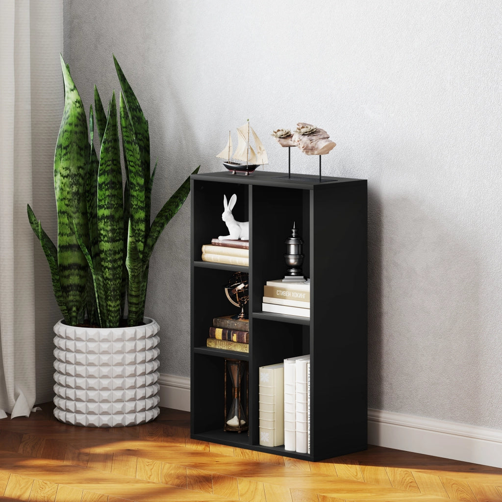 Libreria scaffale mobile con 5 scomparti ¨C zephmum ¨C nero 50x24x80 cm