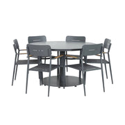Set tavolo da giardino rotondo in alluminio con 6 sedie, antracite