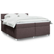 Giroletto a Molle con Materasso Marrone Scuro 200x200cm Tessuto 3285991