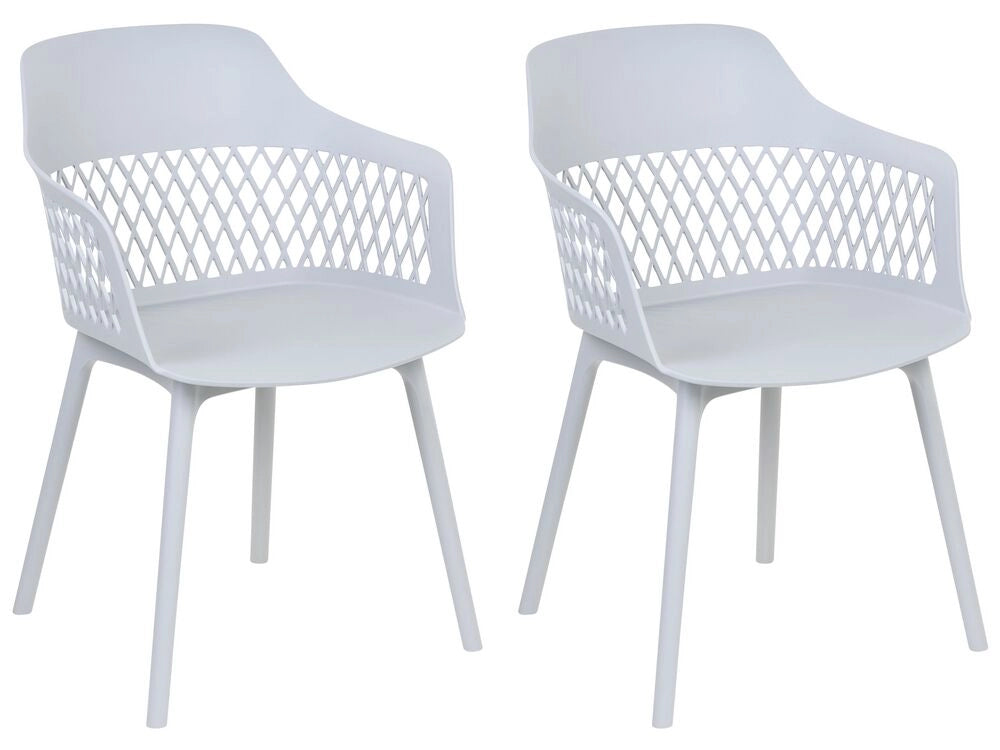 Set di 2 sedie da pranzo in materiale sintetico grigio chiaro stile moderno soggiorno cucina