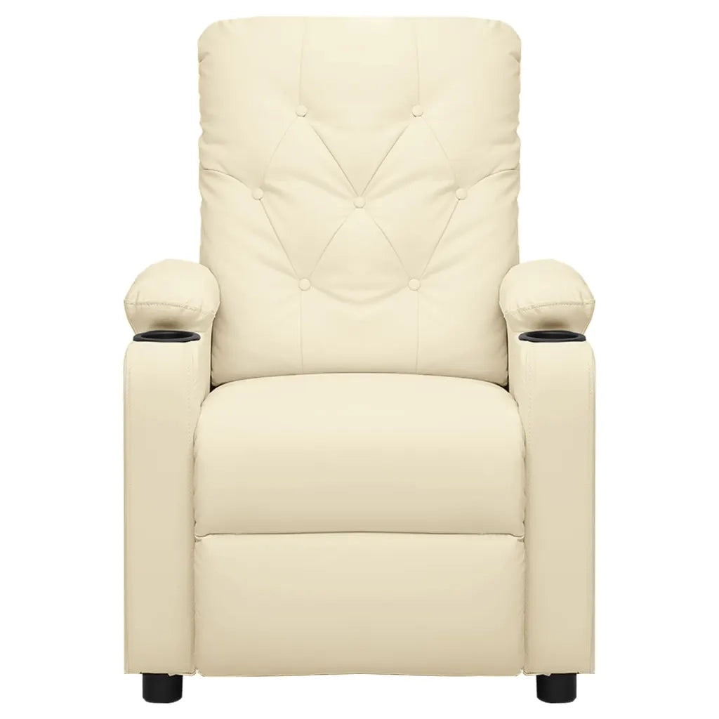 Poltrona Massaggiante | Sedia Relax Elettrica Crema Similpelle