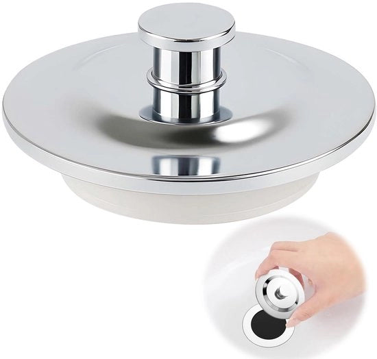 Stop per scarico in acciaio inossidabile - Universale stop per scarico - Stop per vasca da bagno - Stop per scarico a goccia - Adatto per aperture da 42 a 44 mm - Progettato per essere impermeabile - Stop per scarico in plastica