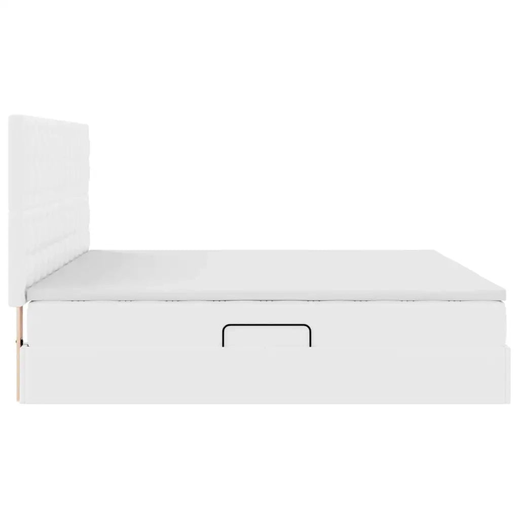 Letto con Contenitore Bianco Puro 200 x 200 cm Pelle Sintetica 3371682