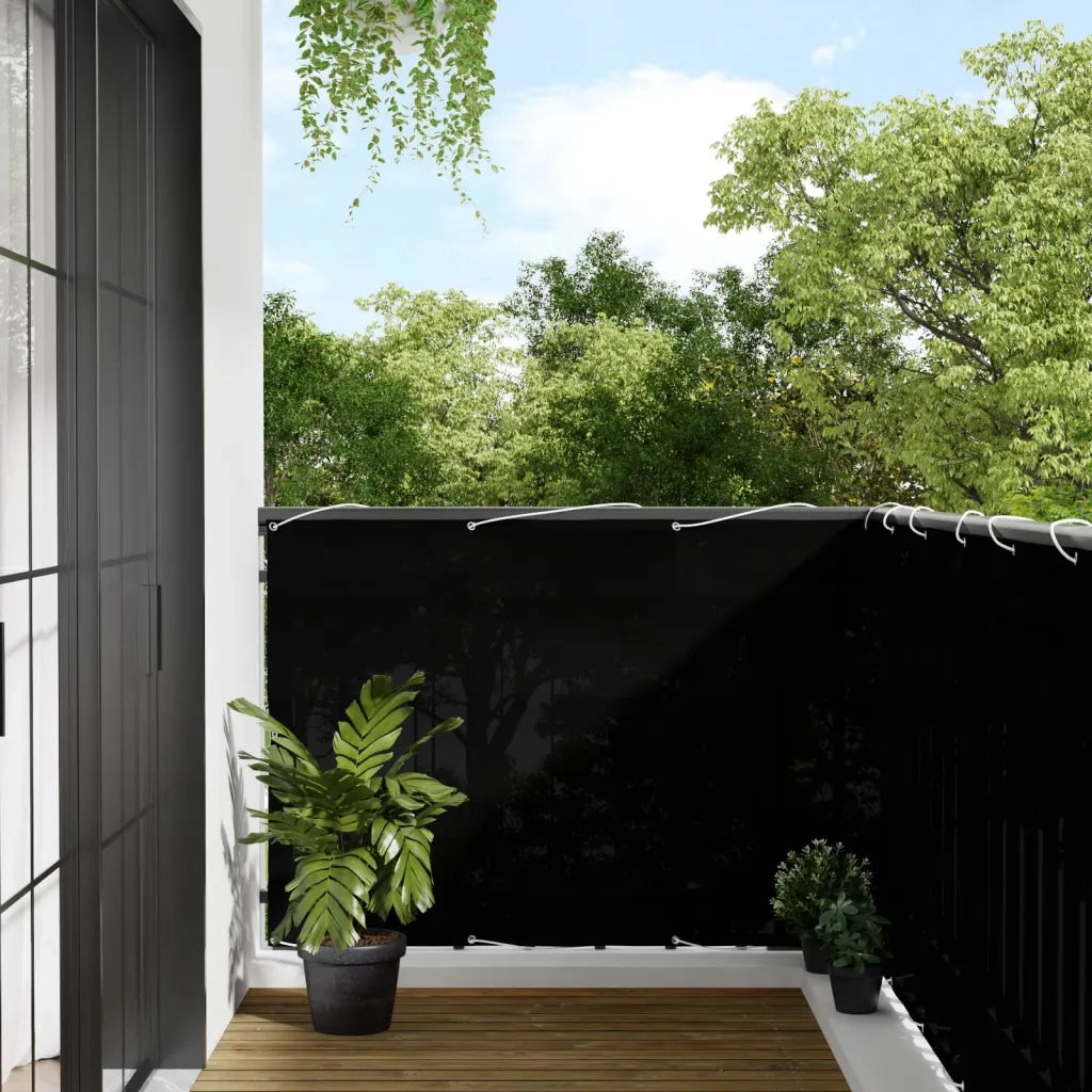 Paravento da Balcone Nero 120x700 cm 100% Poliestere Oxford 4000375