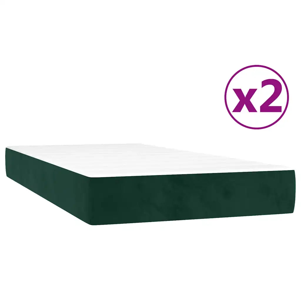 Giroletto a Molle con Materasso Verde Scuro 200x200 cm Velluto 3144354