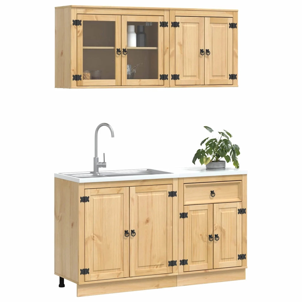 Armadietto con porta SKI 4 pcs Marrone Miele Pino massello