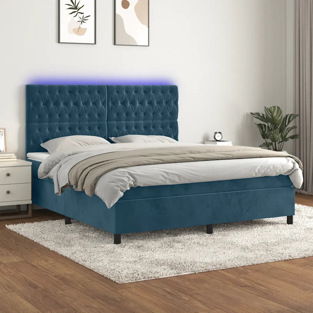 Letto a Molle con Materasso e LED Blu Scuro 160x200 cmcod mxl 99120