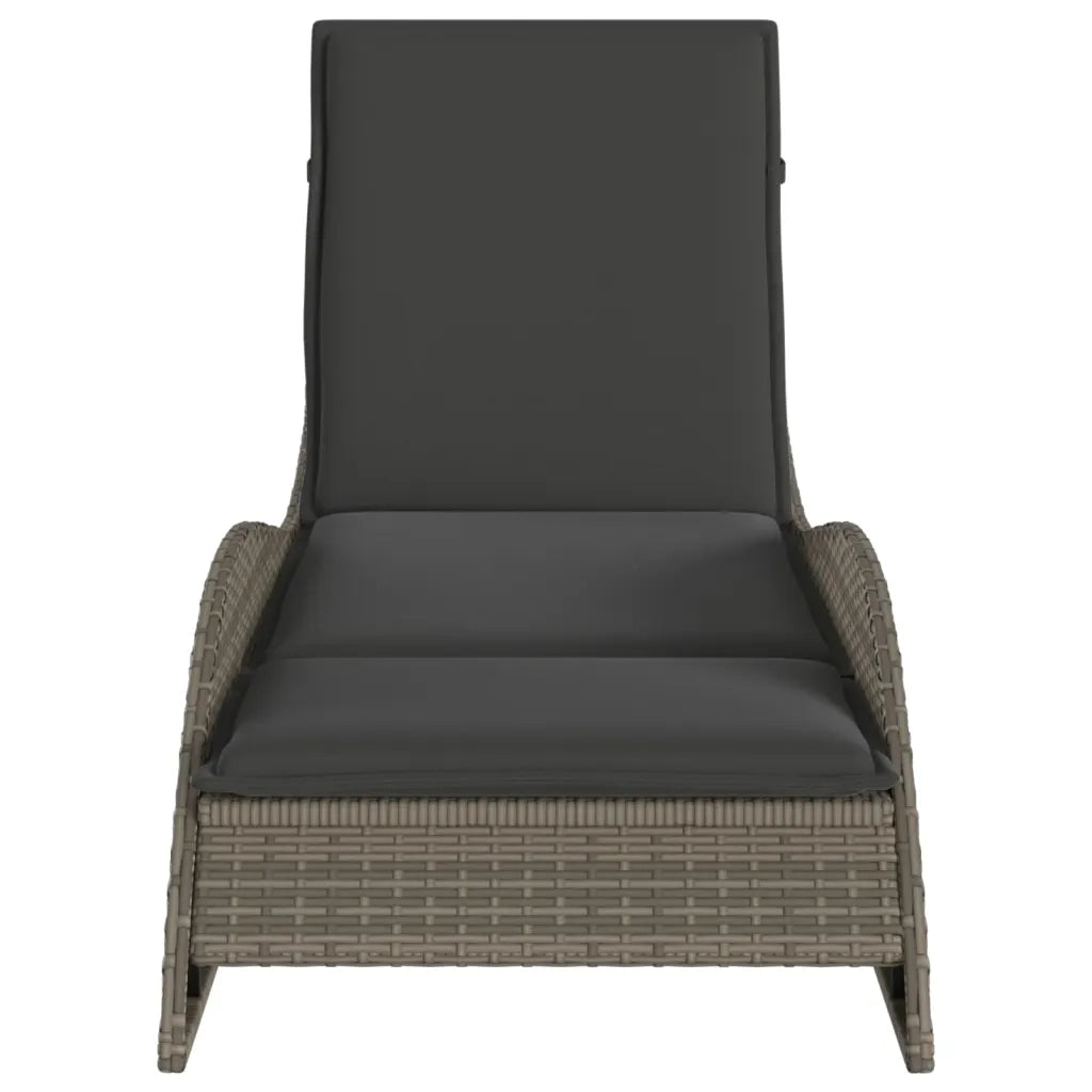 Lettino Prendisole con Cuscino Grigio 60x205x73 cm Polyrattan
