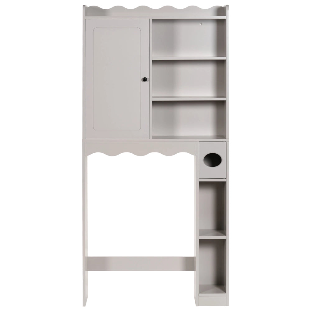 Mobile da bagno a colonna in MDF con ripiani, colore beige chiaro stile tradizionale