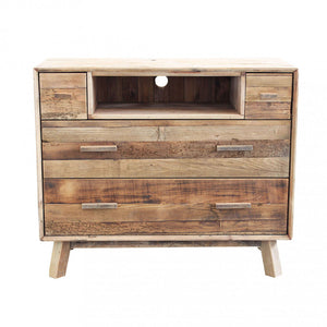 Cassettiera Nelson 110x48x92 h cm in Pino riciclato Marrone