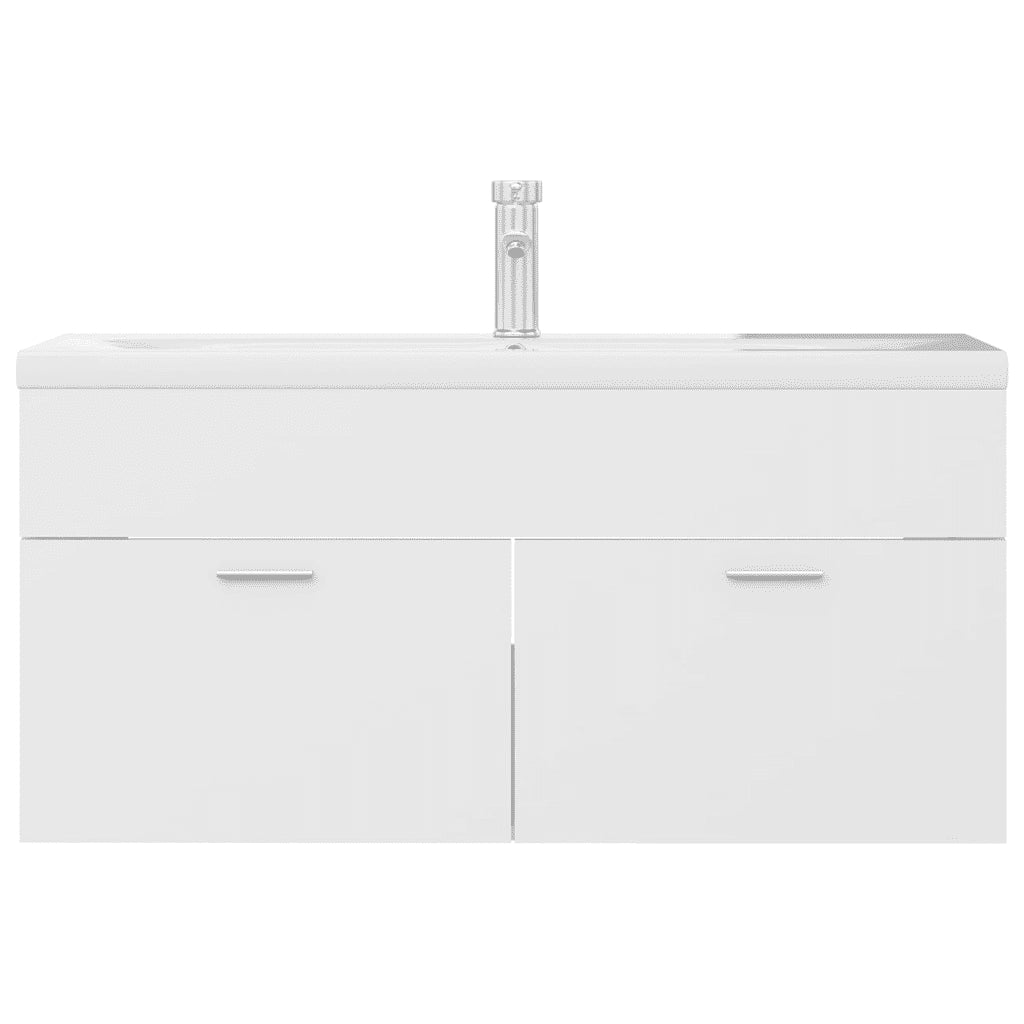 Mobile Bagno con Lavabo Integrato-Lavandino-Lavabo Bianco in Legno Multistrato 892586