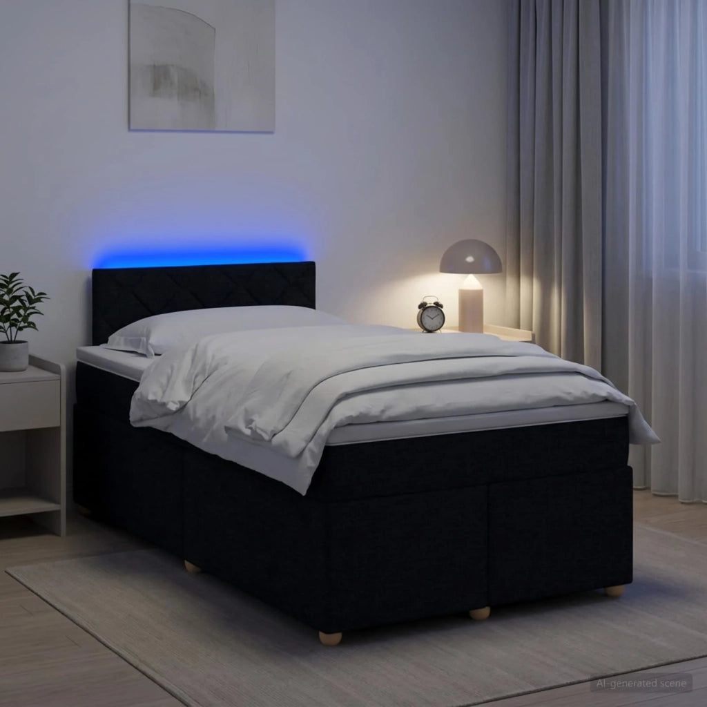 Letto box spring con materasso Nero 120 x 200 cm Tessuto 3452403