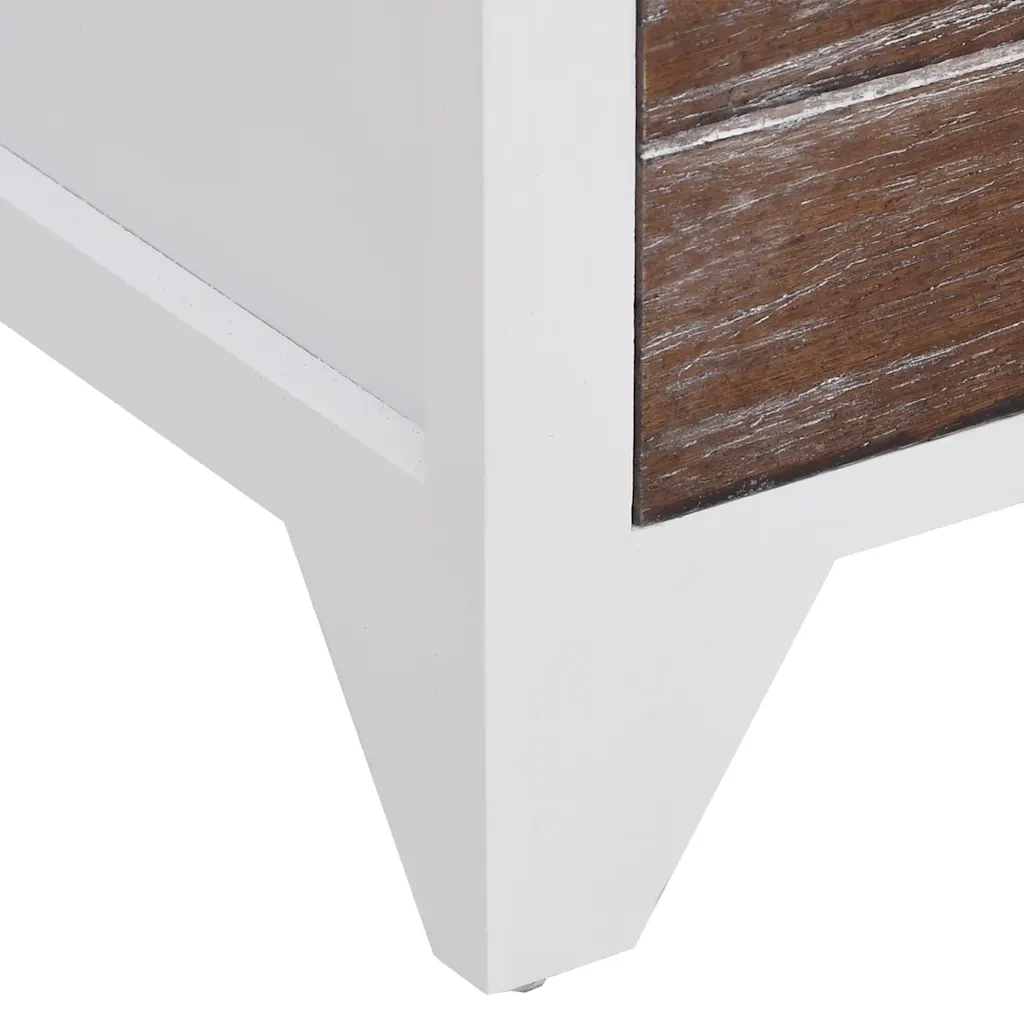 Comodini Set 2 pz con 2 Cassetti Marrone e Bianco 242042