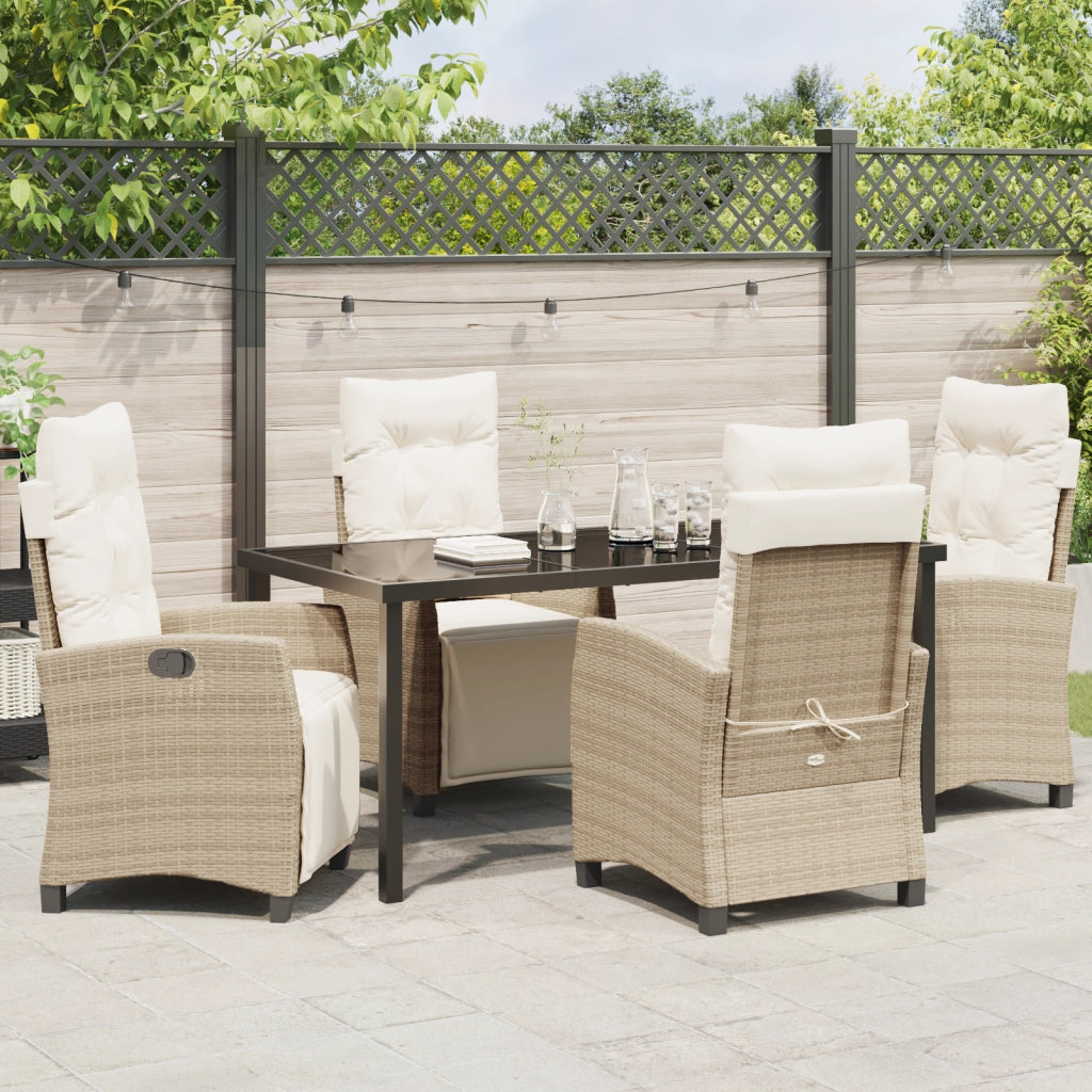 Set da Pranzo da Giardino 5 Pezzi Beige in Polyrattan