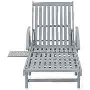Lettino Prendisole da Giardino Legno Massello di Acacia Grigio 45939