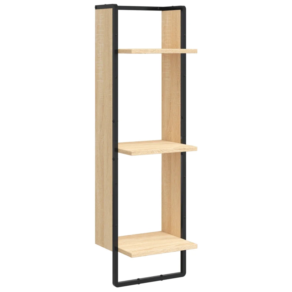 Set Mensole Parete con Aste 6pz Rovere Sonoma Legno Multistrato 836314