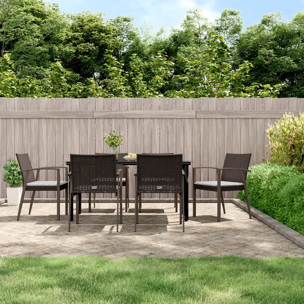 Set Pranzo da Giardino 7 pz con Cuscini in Polyrattan e Acciaio 3186994