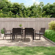 Set Pranzo da Giardino 7 pz con Cuscini in Polyrattan e Acciaio 3186994