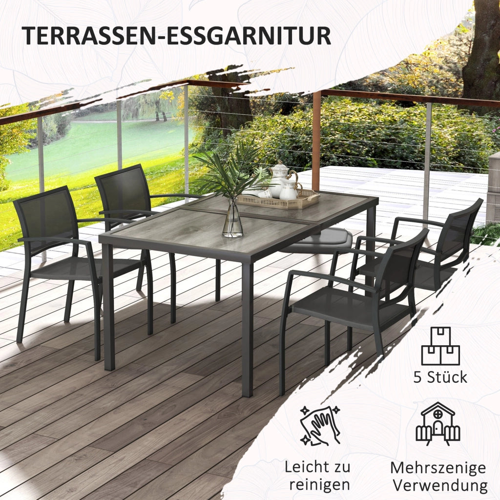 Set Giardino Sedia Tavolo 4 Posti ¨C zephmum ¨C Grigio 150x87x72 cm