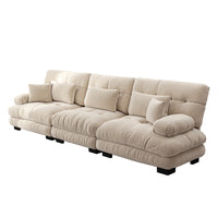 Divano angolare modulare - Xylo - 3 posti con seduta profonda, trasformabile in letto, chenille marrone chiaro