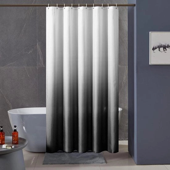 Gordino per doccia tessuto antifungo impermeabile lavabile di poliestere bianco a nero 120x200cm con 8 pezzi