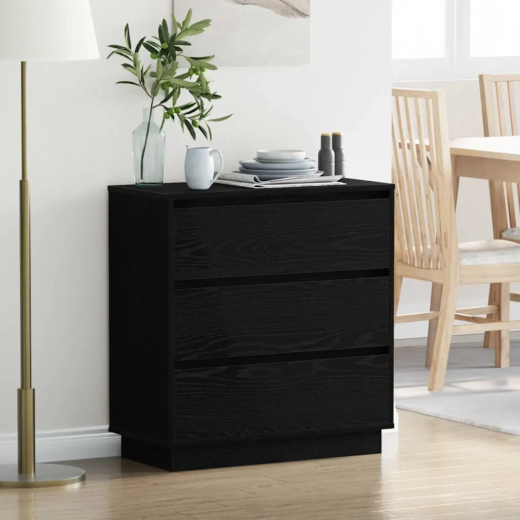 Armadio da Notte con cassetto Rovere Nero 71 x 34,5 x 75 cm 869635