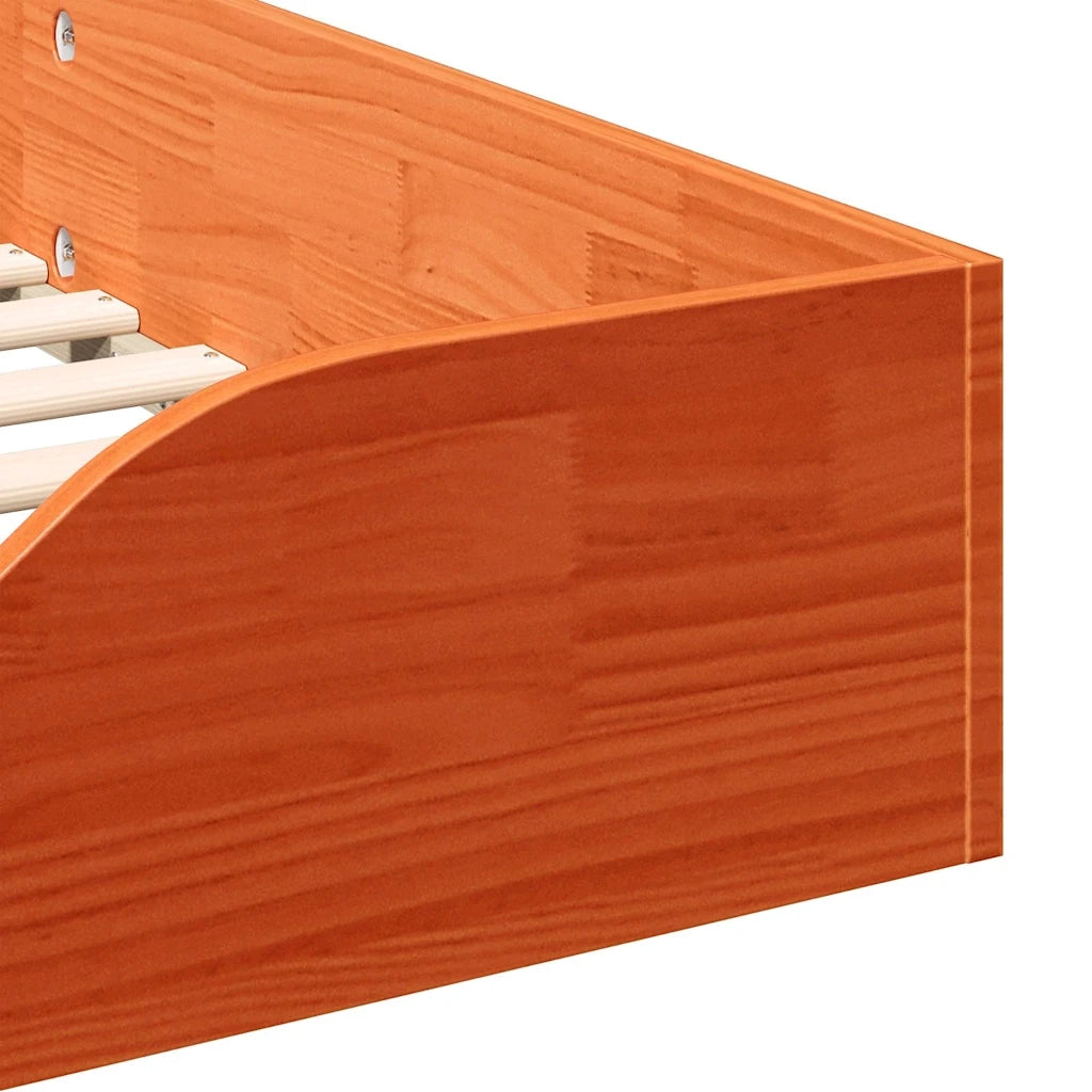 Letto singolo | Letto per adulti | Struttura del letto Marrone cerato 90 x 190 cm Pino massello