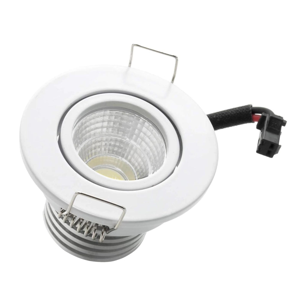 Mini Faretto Spot LED 3W COB Orientabile CCT con Driver 230V Bianco Argento Punto Luce Vetrine Negozi Mobili  BIANCO