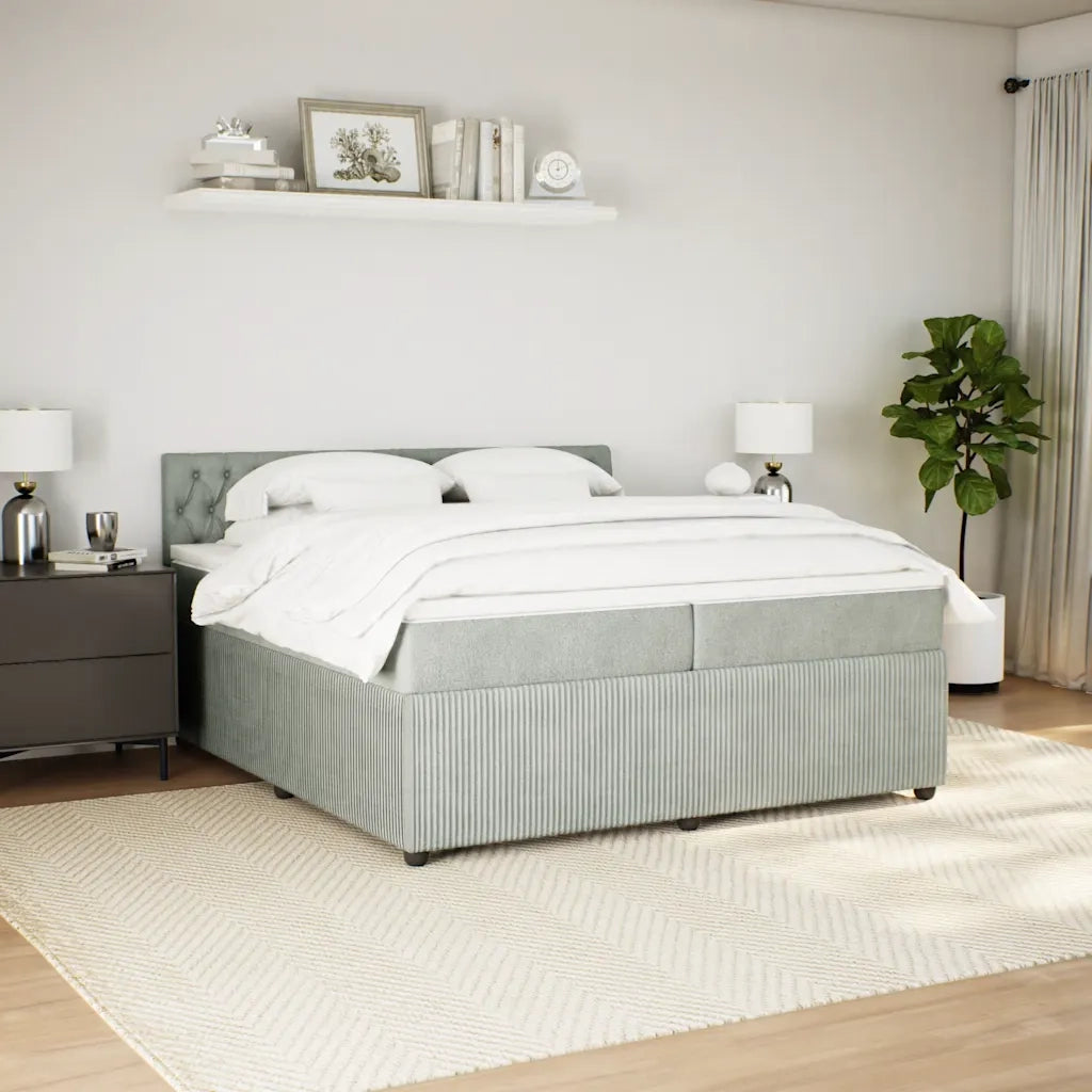 Giroletto a Molle con Materasso Grigio Chiaro 200x200cm Velluto 3290136