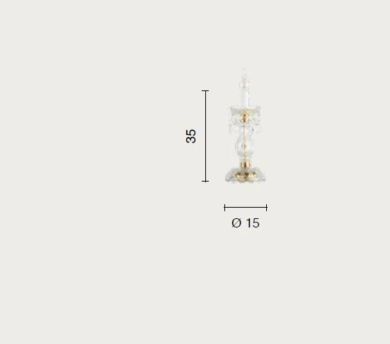 LUMETTO OPERA 1 LUCE CRISTALLO E FUME' ATTACCO E14 H.35CM