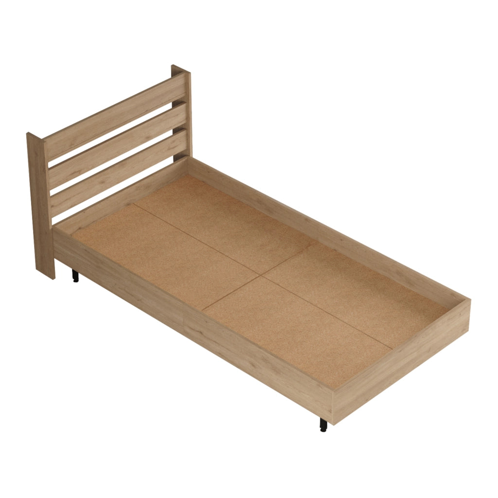 Struttura Letto Singolo Vesanto 100 x 200 cm con Testiera Alta - Effetto Rovere [en.casa]