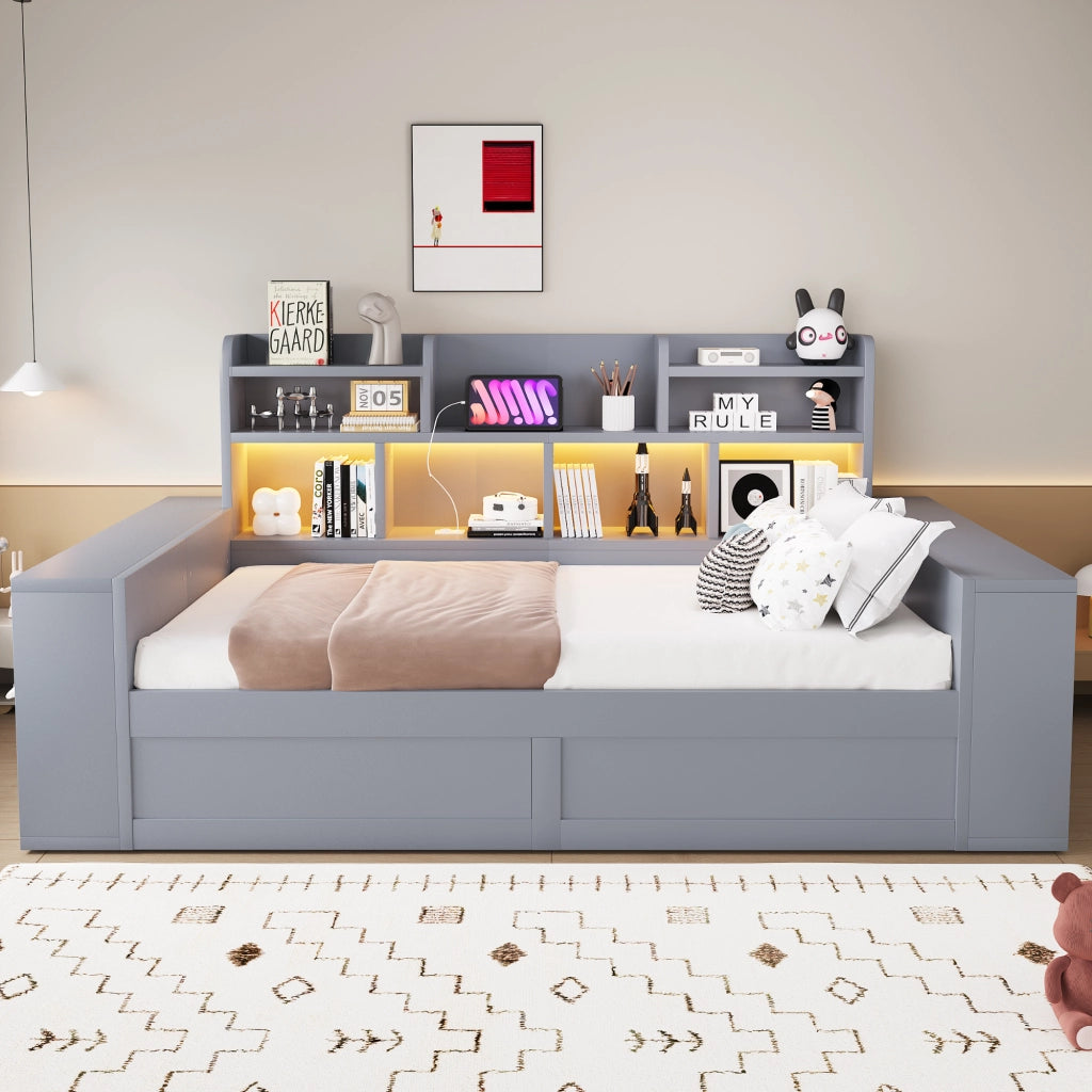 divano letto multifunzione mdf grigio 230 x 110 cm