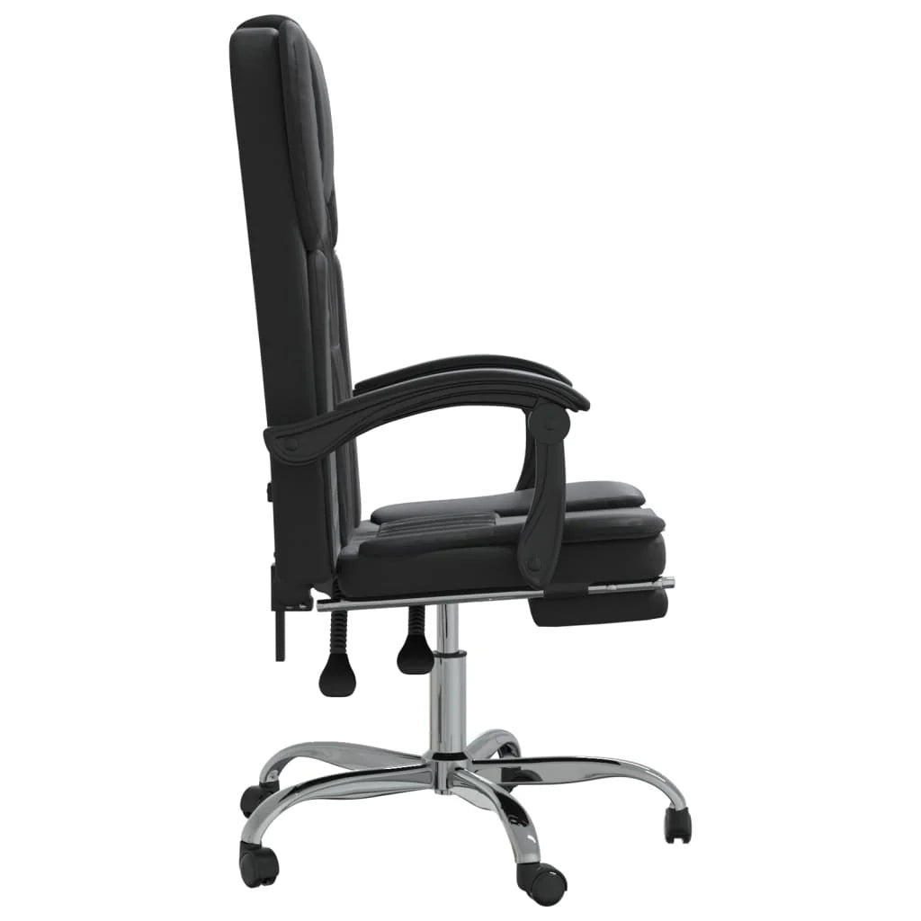 Sedia da ufficio in similpelle nera con seduta girevole e reclinabile adatta per l'uso al computer o per lo studio. 02_0024262