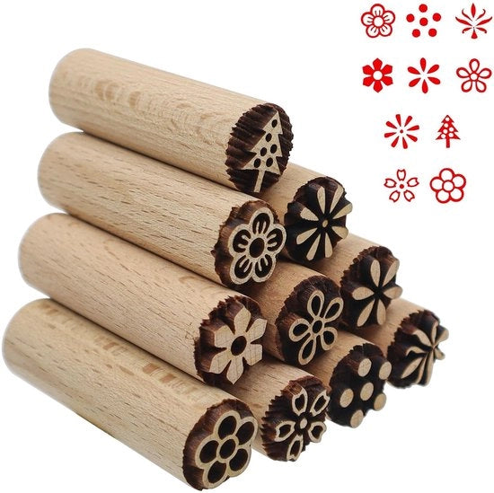 Connessione a 10 colonne stempello houten a forma di stampo 5 x 1,5 cm stampo per argilla e ceramica piastra di stampo naturale legno stampe a mano per hobby fai da te' pasticceria biscotti scrapbooking ceramica