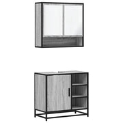 Set Mobili da Bagno | Armadio da bagno 2 pz Grigio Sonoma in Legno Multistrato