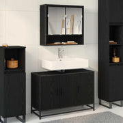 Set di mobili per il bagno 2 pcs Rovere Nero Legno multistrato 3402389