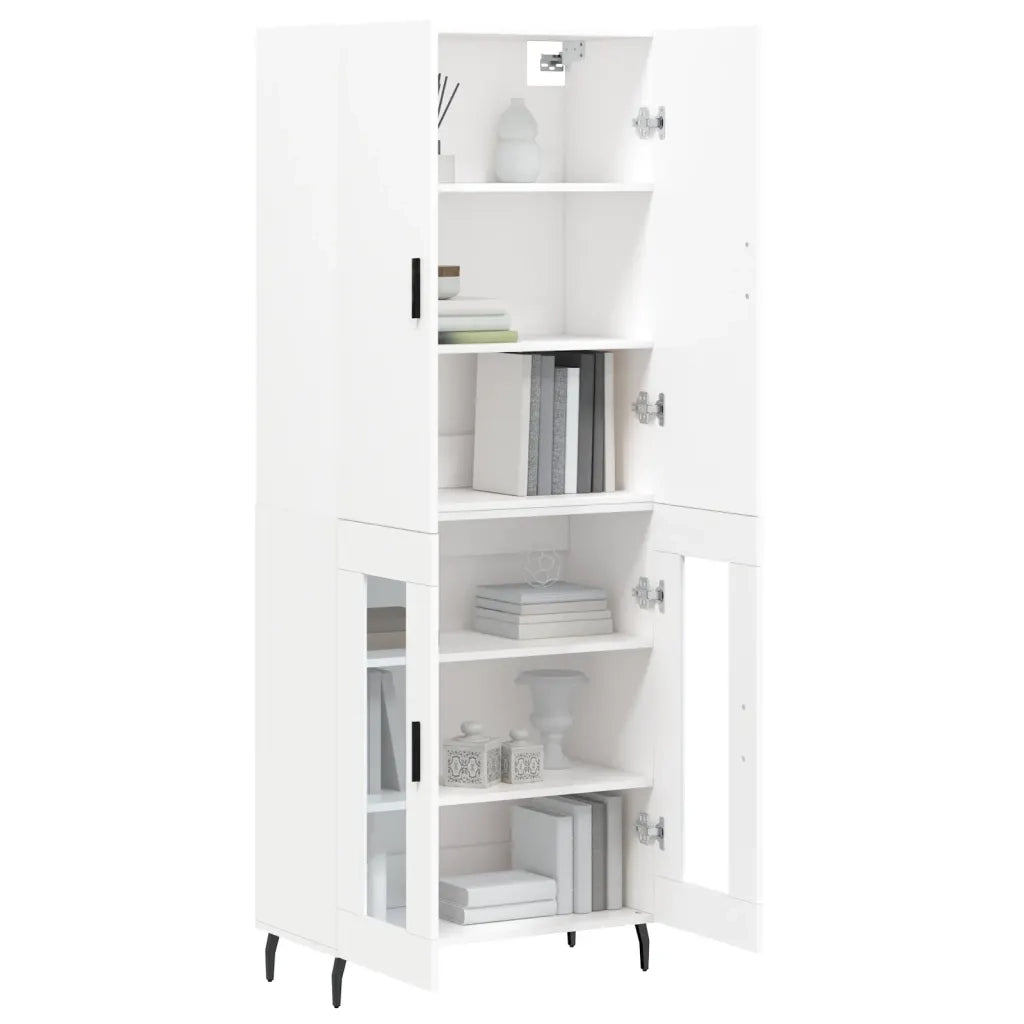 Credenza-Buffet-Armadio da cucina Bianca 69,5x34x180 cm in Legno Multistrato 271507