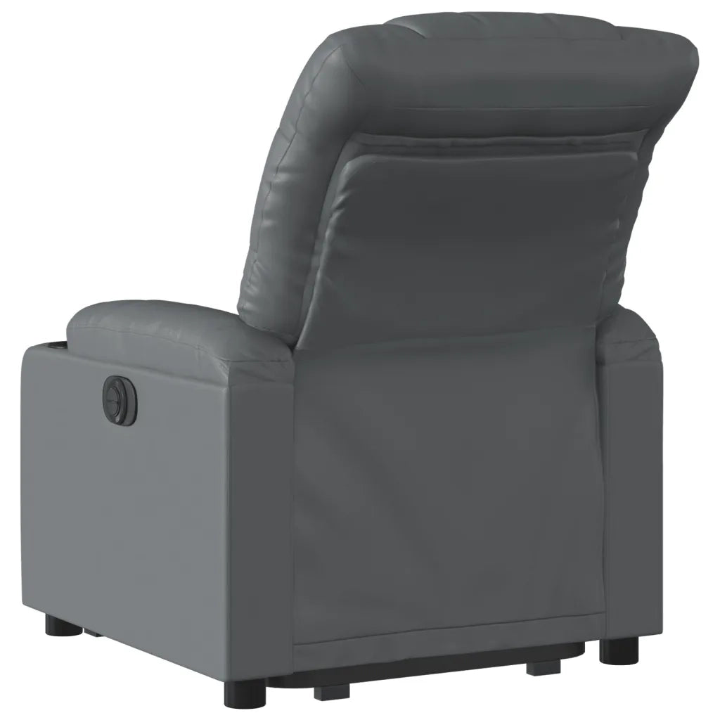Poltrona | Sedia Relax Alzapersona Reclinabile Grigio in Similpelle