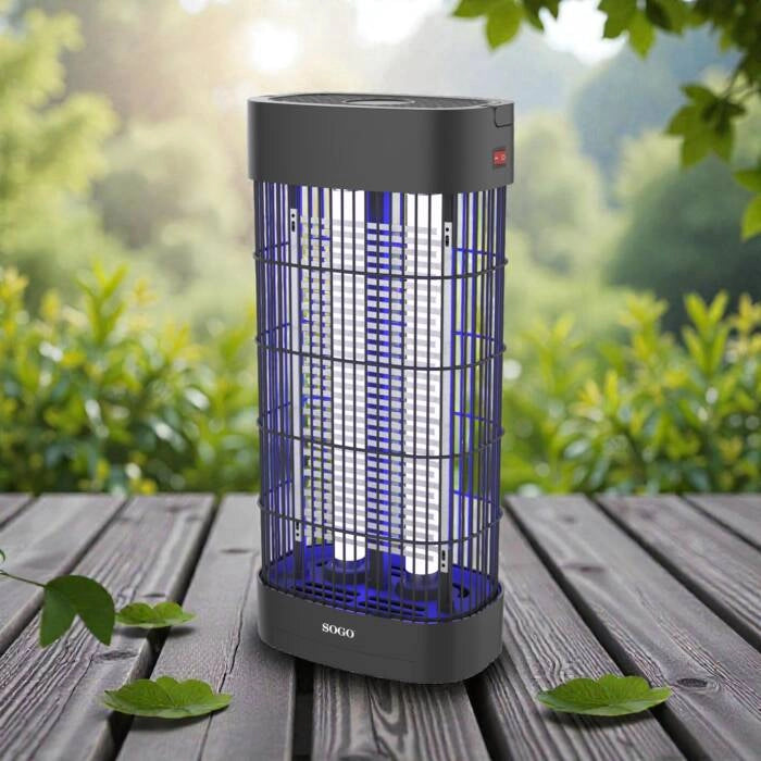 Zanzariera elettrica insetticida 11W, lampada UVA LED 2x10W, copertura 60m², griglia alta tensione 1800V - SOGO