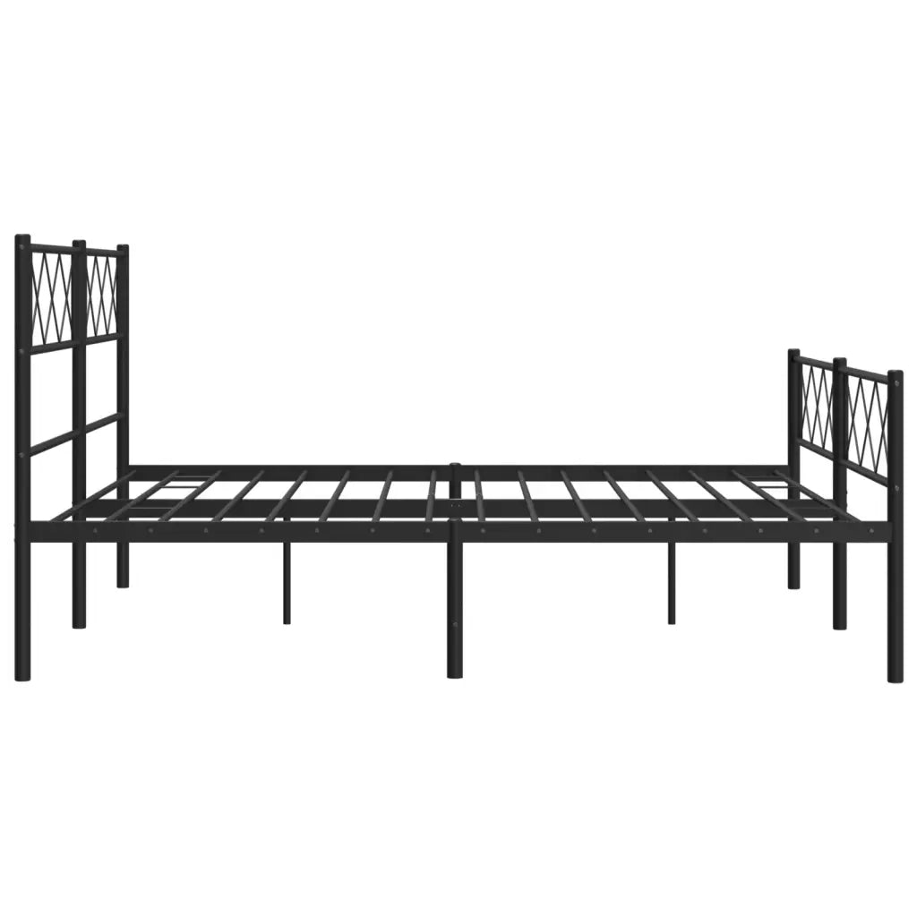 Giroletto con Testiera e Pediera Metallo Nero 140x190 cm 372295