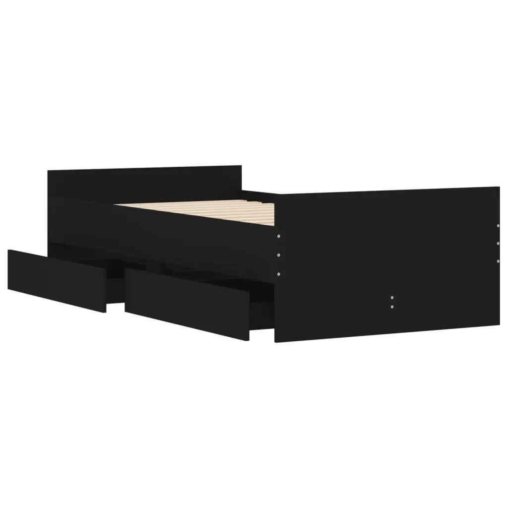 Giroletto-Struttura Letto Nero con Cassetti 75x190 cm Small Single 731020