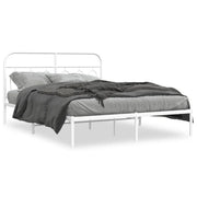 Letto matrimoniale | Letto per adulti | Giroletto con Testiera Metallo Bianco 135x190 cm