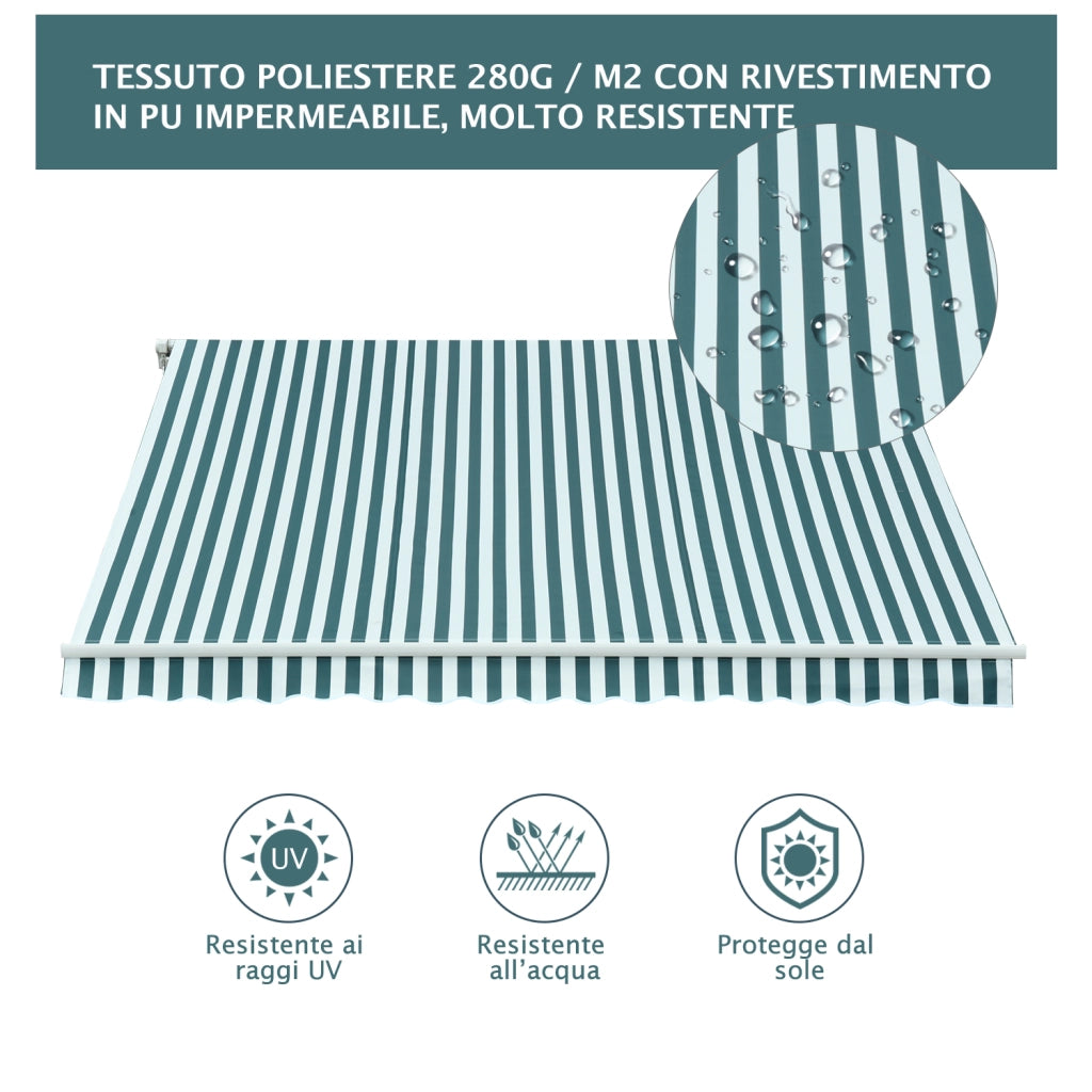 Tenda da sole a bracci per esterno ¨C zephmum ¨C verde e bianco 295x250cm