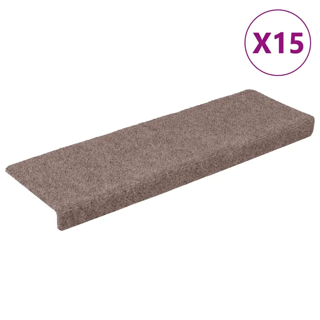 Tappetini per scale autoadesivi 15 pz | Gradini per Scale 65x21x4 cm Marrone Chiaro Bordo rettangolare