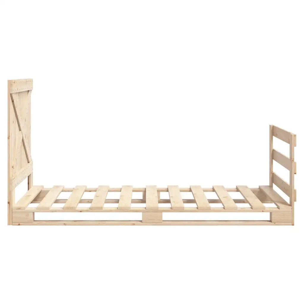Letto singolo | Letto per adulti | Giroletto con Testiera 90x200 cm in Legno Massello di Pino