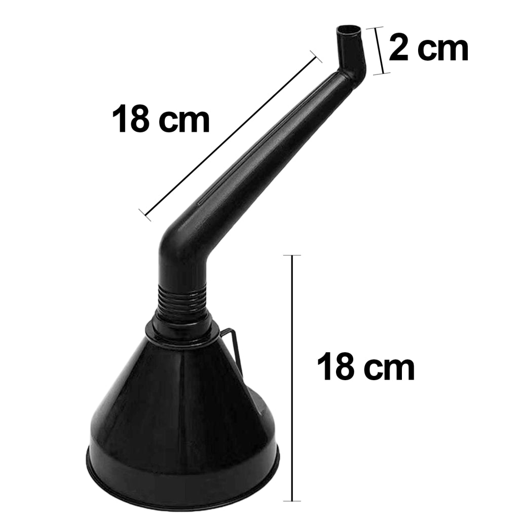 Imbuto Carburante 18 cm con Beccuccio Curvo in Plastica Resistente Nero Avizar