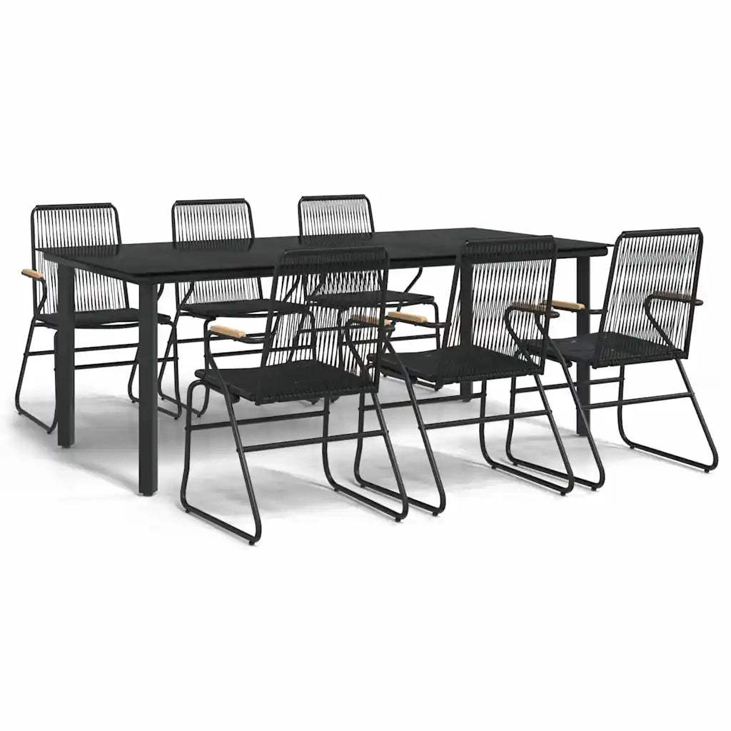 Set da Pranzo da Giardino 7 pz Nero in Rattan PVC 3099213